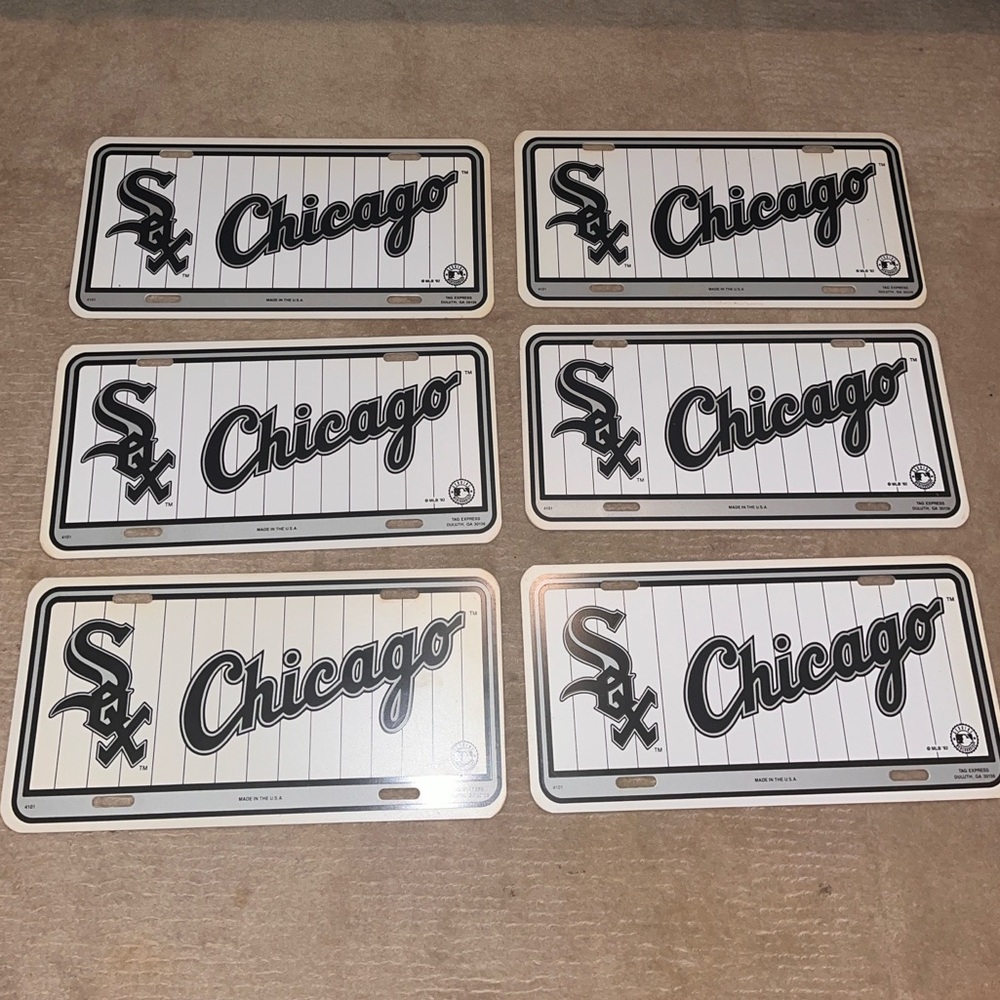Set of six Vintage Booster / License Plates Chicago White Sox
